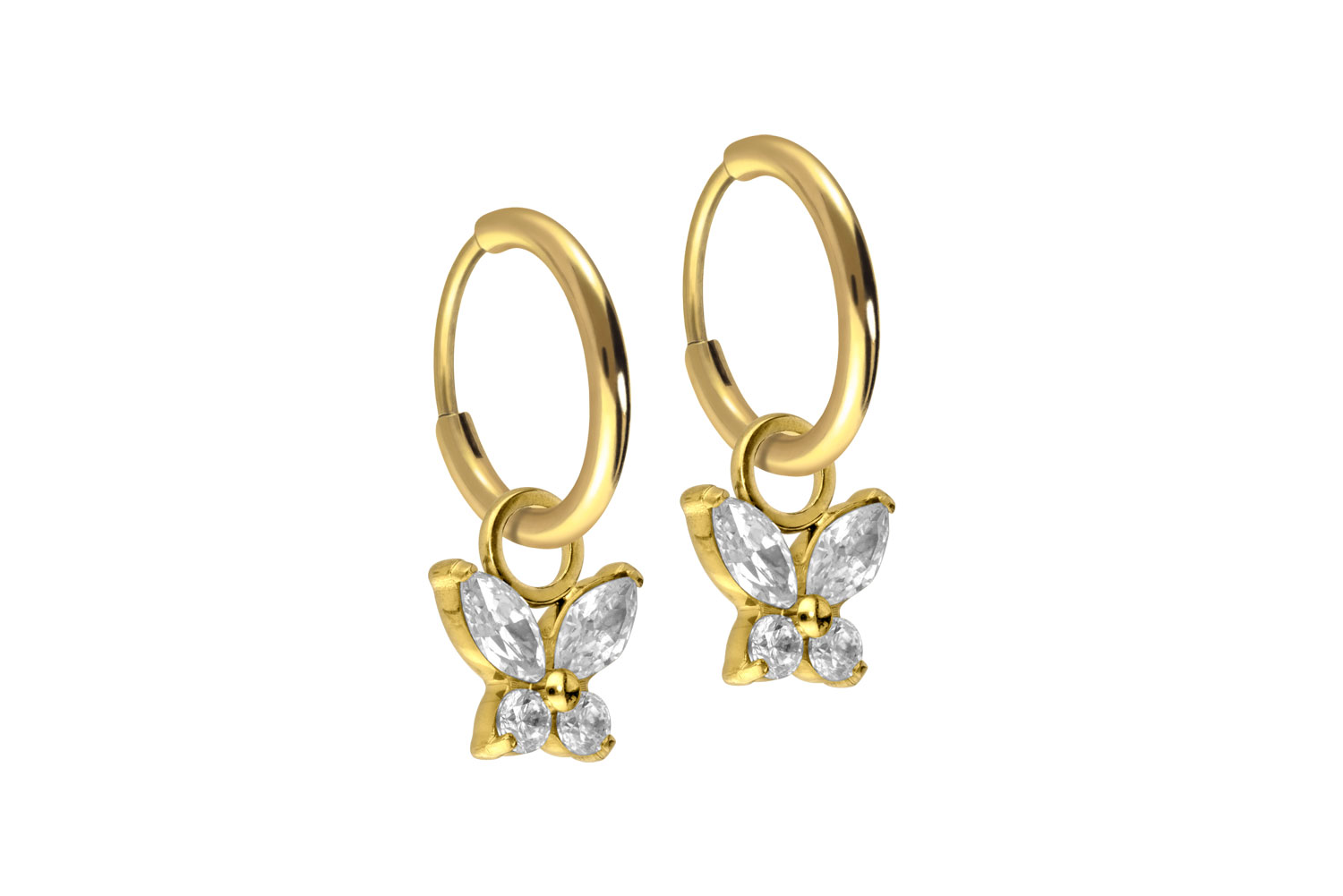 Titan Ohrclicker Creolen KRISTALLSCHMETTERLING von Piercingline